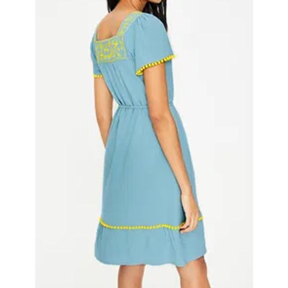 Boden Dress Bernadette Embroidered Blue Mini Beachy Coastal Summer Resort Cruise - Picture 2 of 9